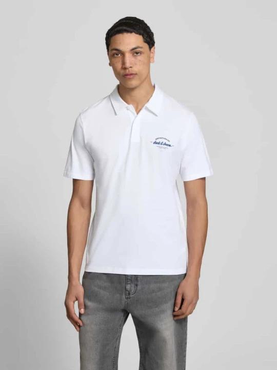 Zdjęcie produktu koszulka polo z nadrukiem z logo model 'BRANDON' Jack&Jones Biały