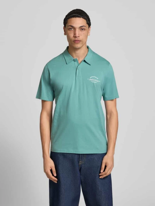 Zdjęcie produktu koszulka polo z nadrukiem z logo model 'BRANDON' Jack&Jones Petrol