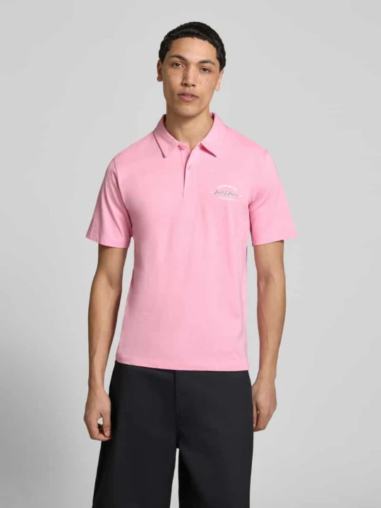 Zdjęcie produktu koszulka polo z nadrukiem z logo model 'BRANDON' Jack&Jones Mocnoróżowy