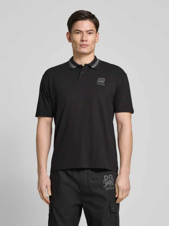 Zdjęcie produktu Koszulka polo z nadrukiem z logo model ‘Dodac’ Hugo Czarny