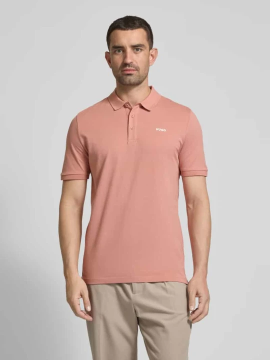 Zdjęcie produktu Koszulka polo z nadrukiem z logo model ‘Donos’ Hugo Łososiowy