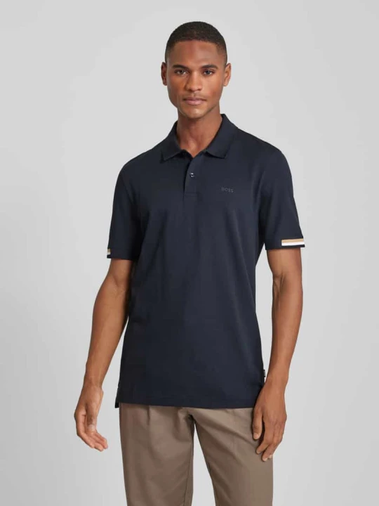 Zdjęcie produktu Koszulka polo z nadrukiem z logo model ‘Parlay’ Boss Granatowy