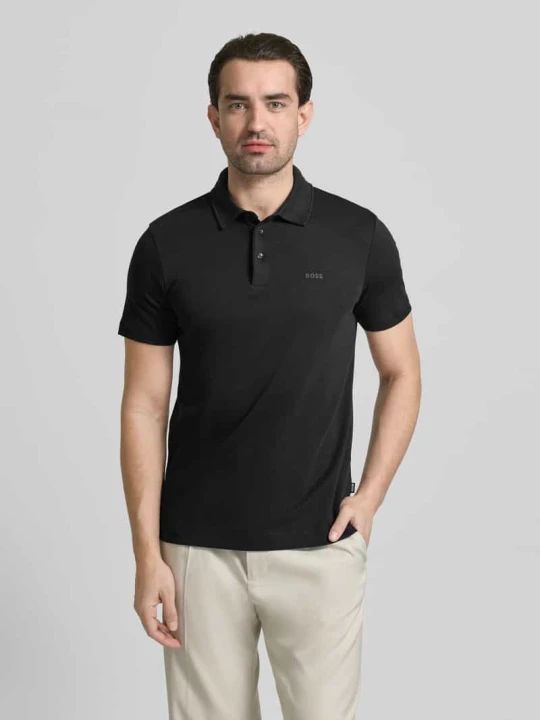 Zdjęcie produktu Koszulka polo z napisem z logo Boss Czarny