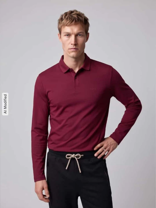 Zdjęcie produktu Koszulka polo z naszywką z logo model 'Pirol' Boss Bordowy