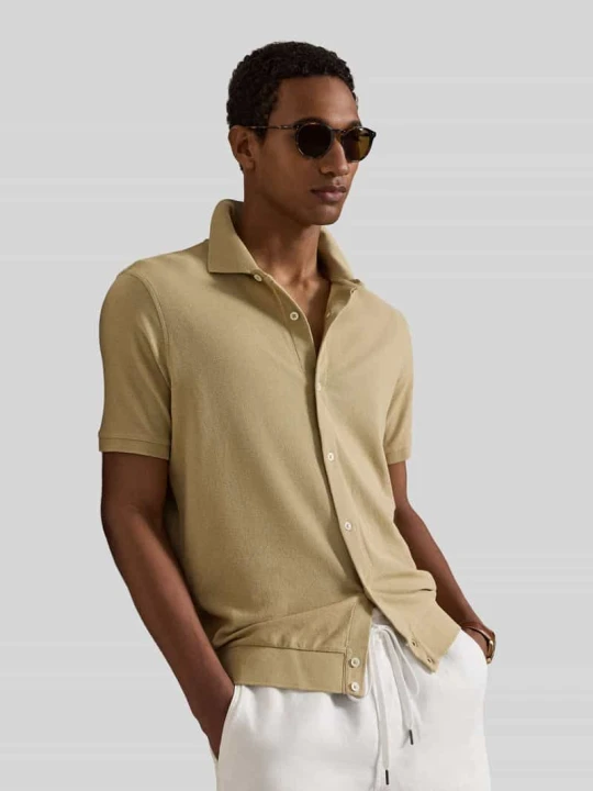 Zdjęcie produktu Koszulka polo o kroju regular fit z pełną listwą guzikową z czystej bawełny Polo Ralph Lauren Beżowy