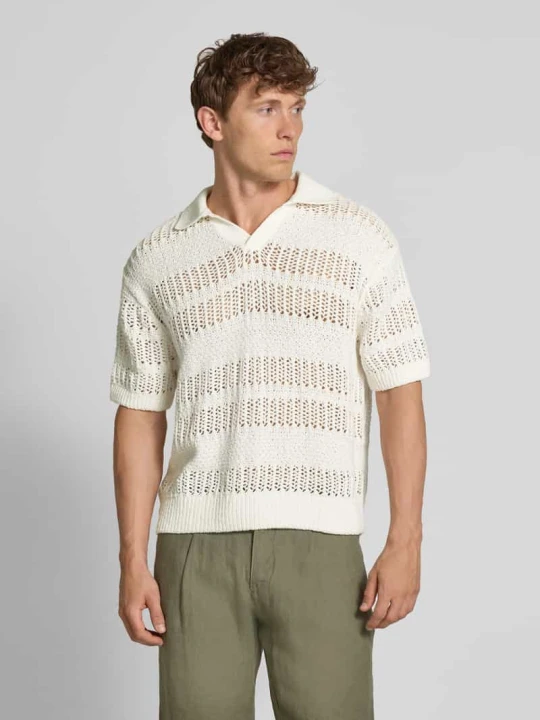 Zdjęcie produktu Koszulka polo z prążkowanymi wykończeniami Jake*s Złamany biały
