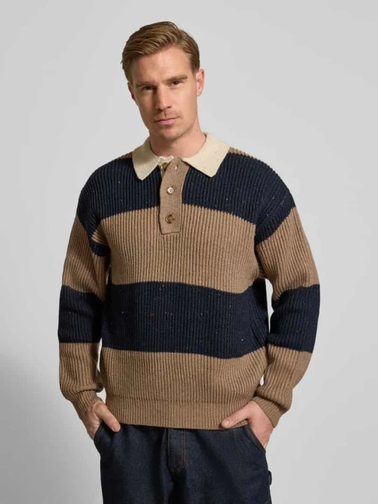 Zdjęcie produktu Koszulka polo z dodatkiem wełny Model 'Lotu' Woodbird Granatowy