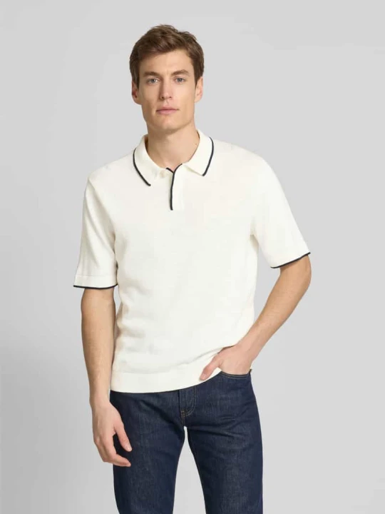Zdjęcie produktu Koszulka polo z rękawem o dł. 1/2 model ‘MATTIS’ Selected Homme Złamany biały