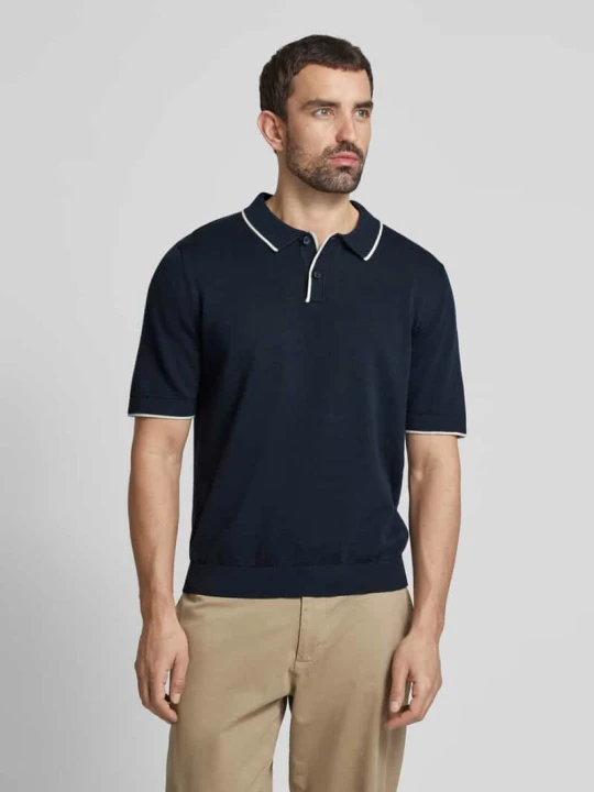 Zdjęcie produktu Koszulka polo z rękawem o dł. 1/2 model ‘MATTIS’ Selected Homme Granatowy