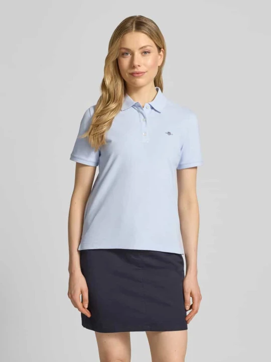 Zdjęcie produktu Koszulka polo z wyhaftowanym logo i kołnierzykiem polo Gant Jasnoniebieski