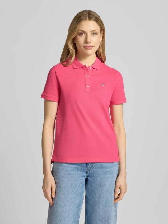 Zdjęcie produktu Koszulka polo z wyhaftowanym logo i kołnierzykiem polo Gant Mocnoróżowy
