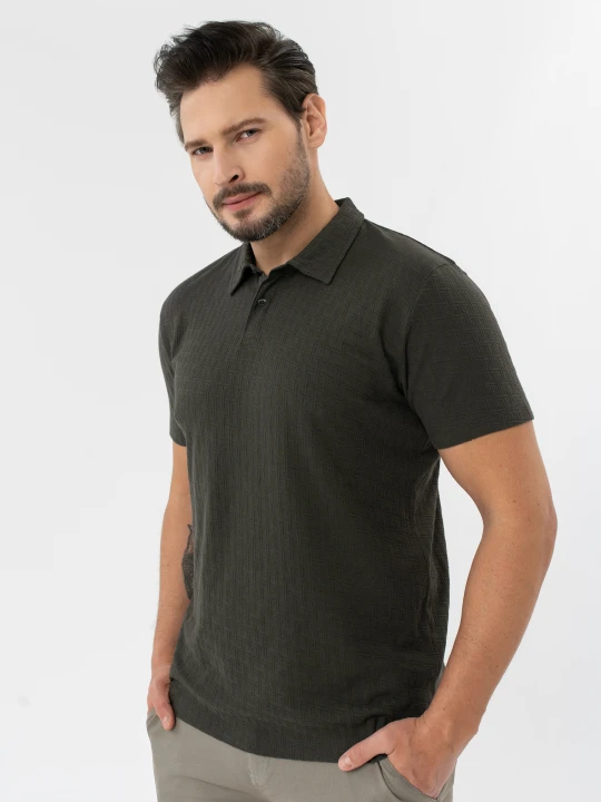 Zdjęcie produktu Koszulka polo z fakturą O-LARIX Volcano Khaki
