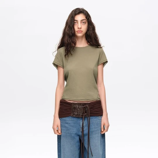 Zdjęcie produktu Koszulka prosta bawełna jasny khaki BIMBA Y LOLA LIGHT KHAKI