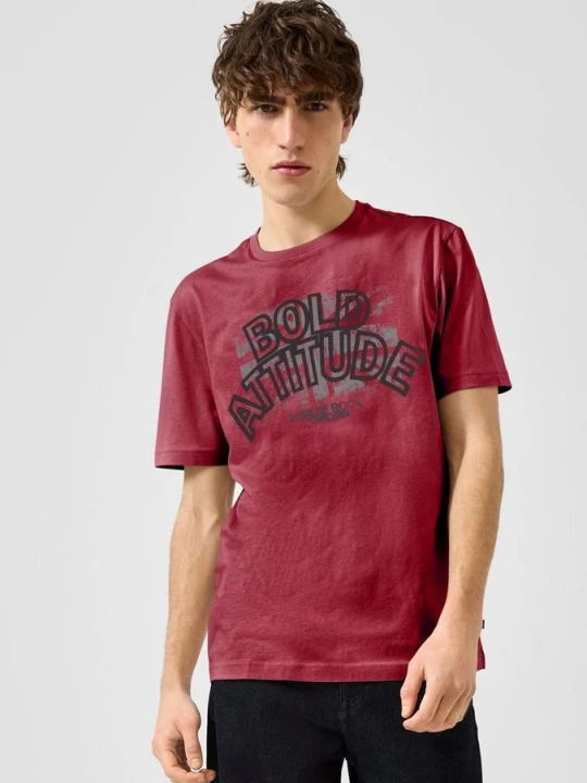 Zdjęcie produktu T-shirt z nadrukiem z przodu QS czerwony