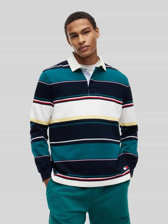 Zdjęcie produktu Koszulka rugby o kroju regular fit z czystej bawełny Tommy Jeans Granatowy