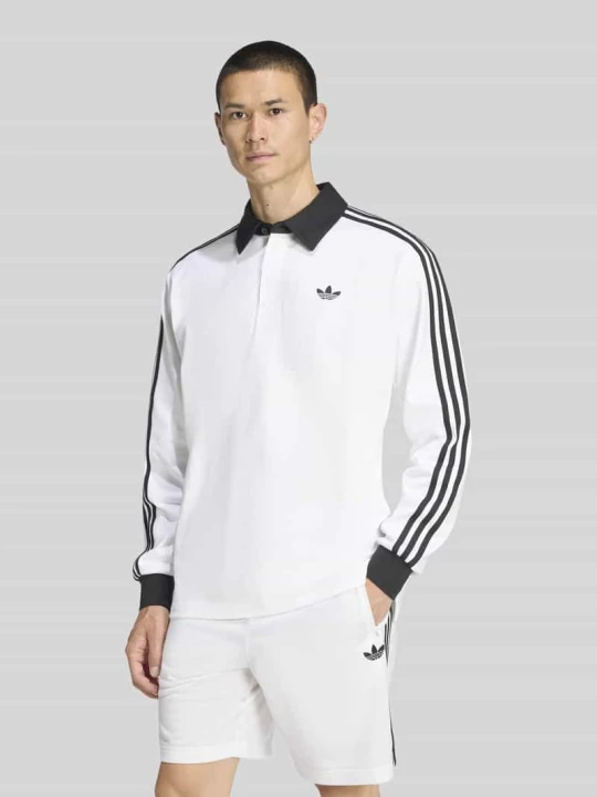 Zdjęcie produktu Koszulka rugby o kroju regular fit z czystej bawełny z wyhaftowanym logo adidas Originals Biały