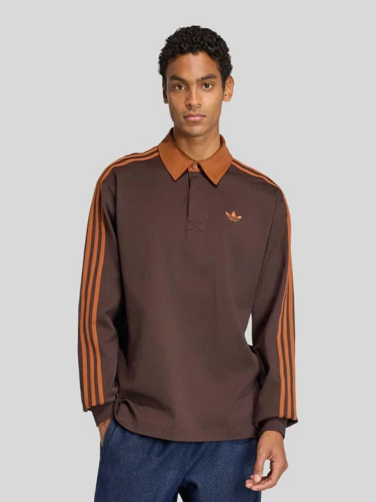 Zdjęcie produktu Koszulka rugby o kroju relaxed fit z czystej bawełny adidas Originals Ciemnobrązowy