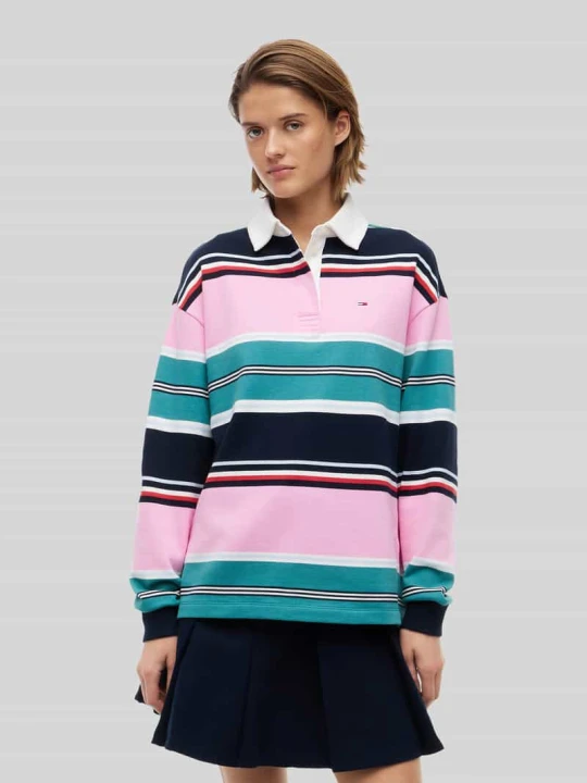 Zdjęcie produktu Koszulka rugby o kroju relaxed fit z czystej bawełny Tommy Jeans Mocnoróżowy