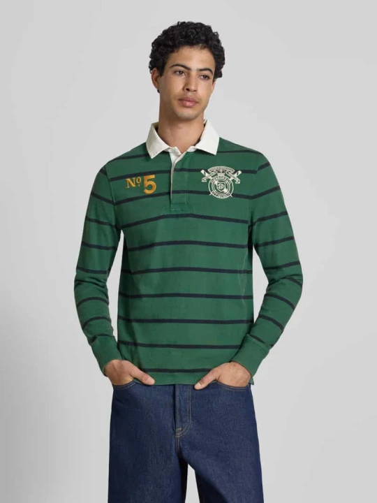Zdjęcie produktu Koszulka rugby z logo i motywem z haftem w kroju regular fit Superdry Butelkowy zielony