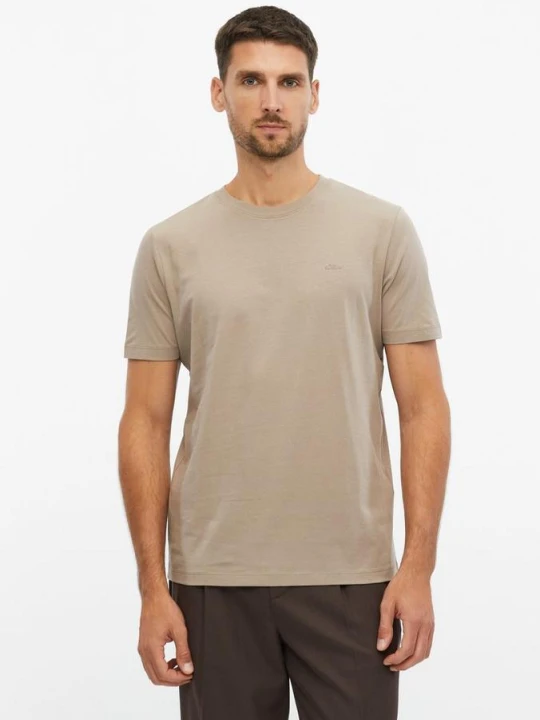 Zdjęcie produktu T-shirt bawełniany z nadrukiem z logo s.Oliver brązowy