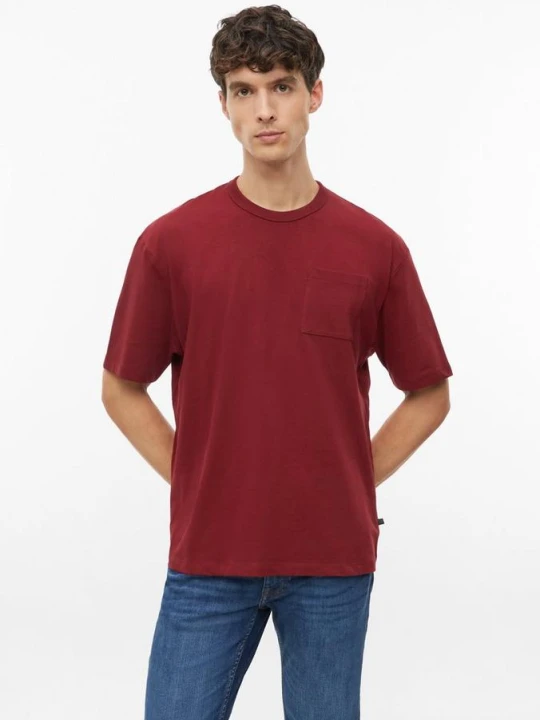Zdjęcie produktu T-shirt z grubego dżerseju z kieszenią na piersi o kroju Modern Fit s.Oliver czerwony