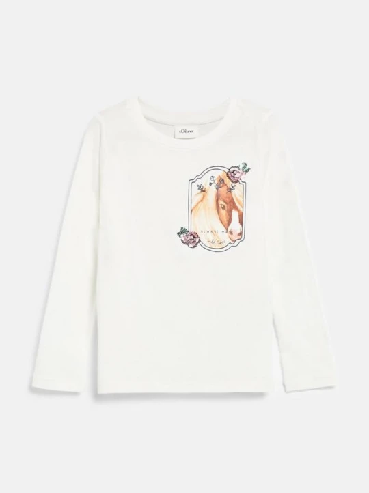 Zdjęcie produktu T-shirt z nadrukiem i cekinami s.Oliver kremowy