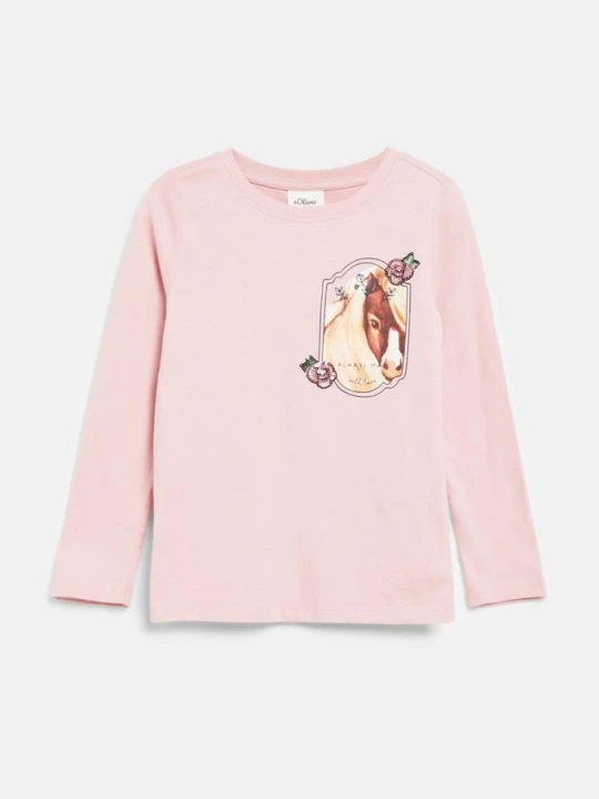 Zdjęcie produktu T-shirt z nadrukiem i cekinami s.Oliver różowy