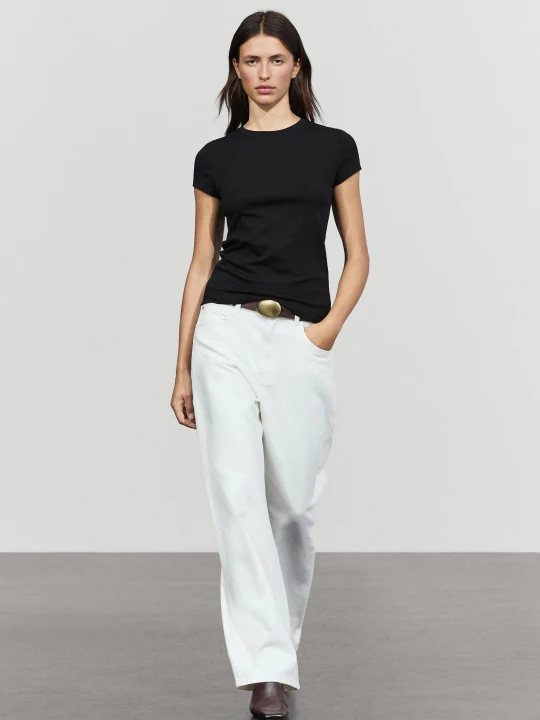 Zdjęcie produktu Koszulka Slim Z Krótkim Rękawem - Czarny - Massimo Dutti - Female