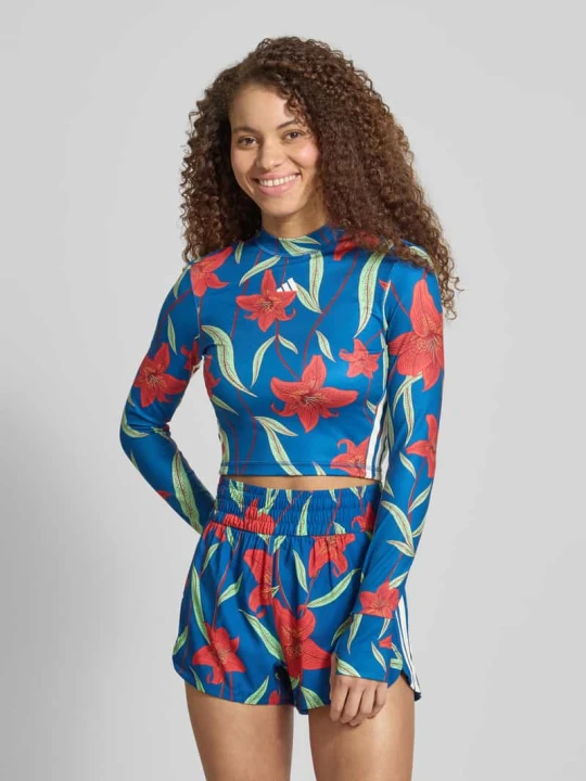 Zdjęcie produktu Koszulka sportowa z długim rękawem w kroju slim fit z nadrukiem allover Adidas Niebieski