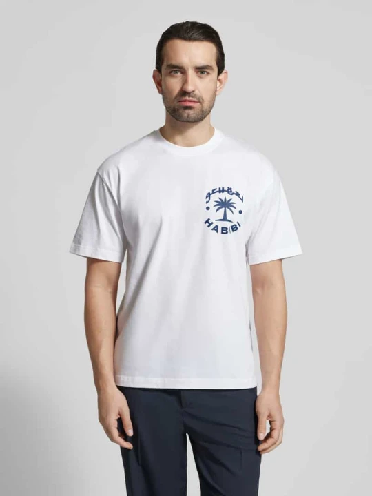 Zdjęcie produktu Koszulka T-shirt z czystej bawełny, krój regular fit, model 'KARAN' Strellson Biały
