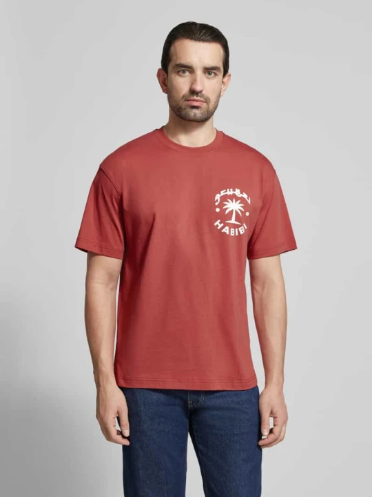 Zdjęcie produktu Koszulka T-shirt z czystej bawełny, krój regular fit, model 'KARAN' Strellson Jasnoczerwony