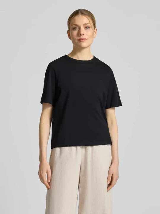 Zdjęcie produktu Koszulka T-shirt z czystej bawełny o kroju regular fit model 'ASSIA' Selected Czarny