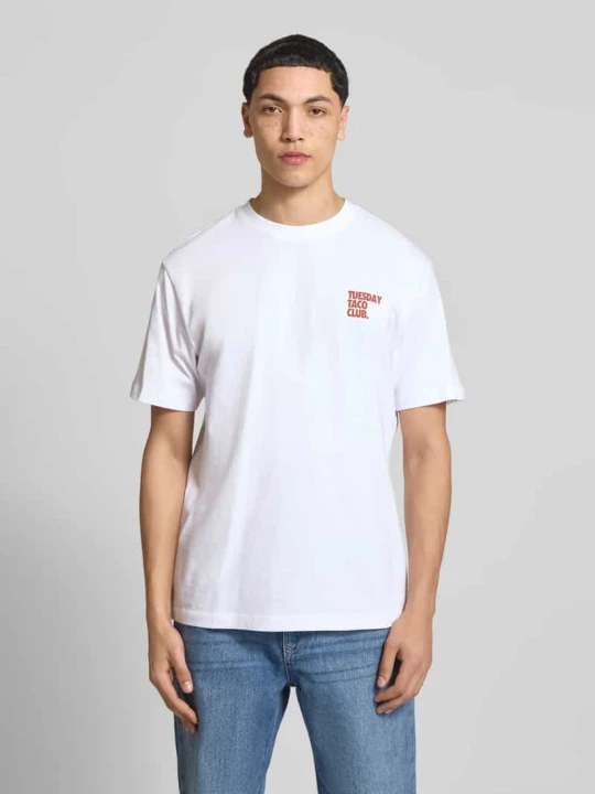 Zdjęcie produktu t-shirt o kroju relaxed fit z czystej bawełny model 'FRED' Only & Sons Biały