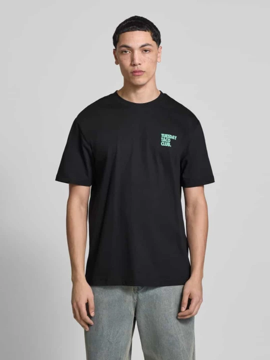 Zdjęcie produktu Koszulka T-shirt z czystej bawełny organicznej o kroju relaxed fit model 'FRED' Only & Sons Czarny