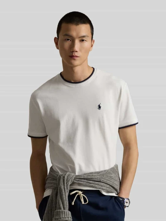 Zdjęcie produktu Koszulka T-shirt z mieszanki bawełny w kroju regular fit z kontrastowymi paskami Polo Ralph Lauren Biały