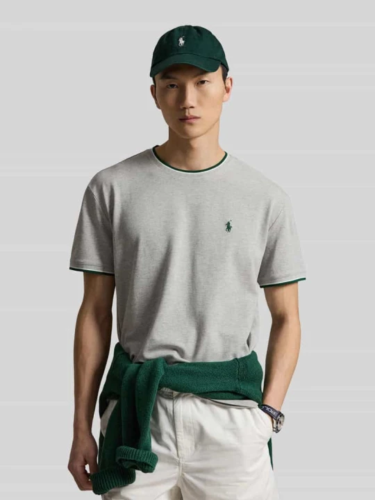 Zdjęcie produktu Koszulka T-shirt z mieszanki bawełny w kroju regular fit z kontrastowymi paskami Polo Ralph Lauren Średnioszary