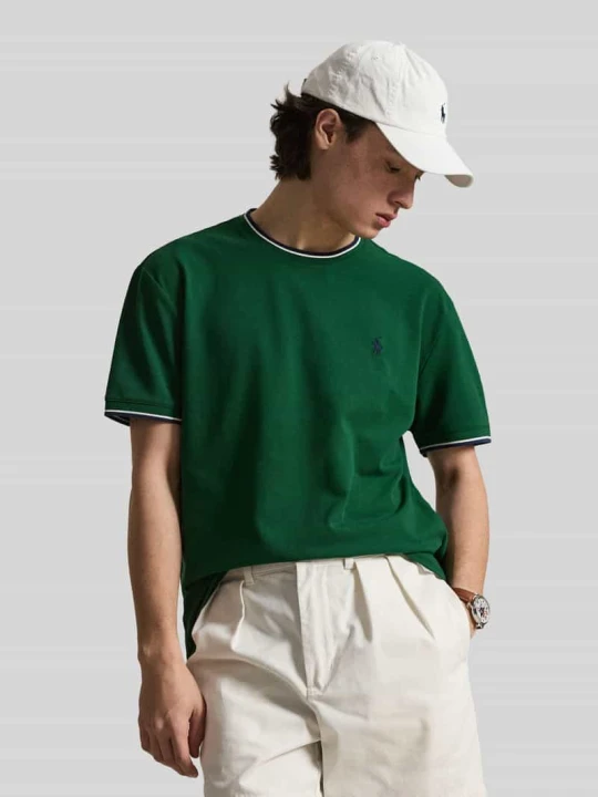 Zdjęcie produktu Koszulka T-shirt z mieszanki bawełny w kroju regular fit z kontrastowymi paskami Polo Ralph Lauren Zielony