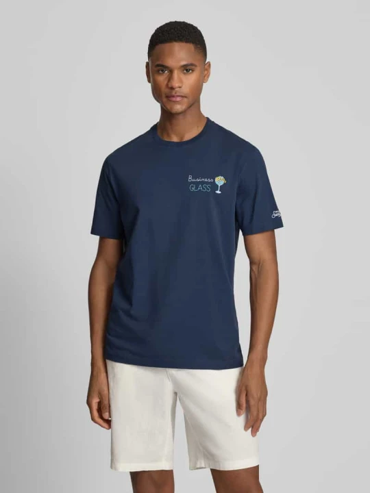 Zdjęcie produktu Koszulka T-shirt z przeszyciami model 'PORTOFINO' MC2 Saint Barth Granatowy