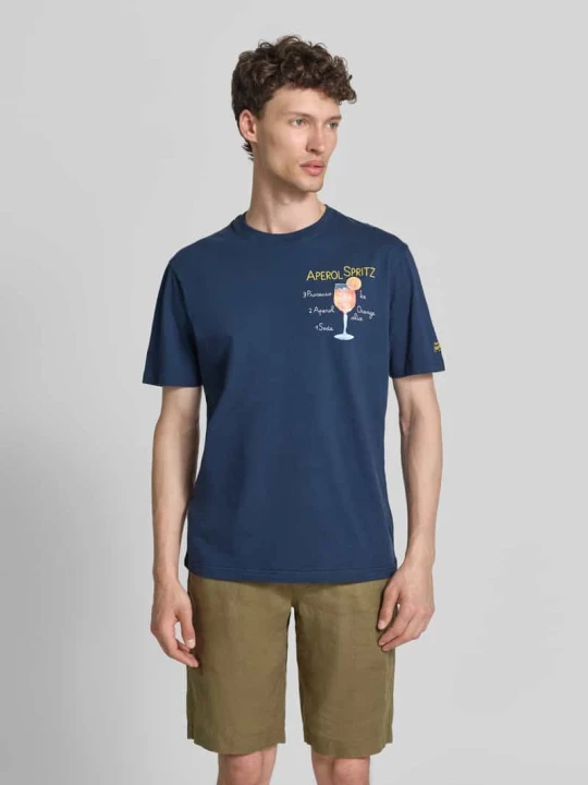 Zdjęcie produktu Koszulka T-shirt z przeszyciami model 'PORTOFINO' MC2 Saint Barth Granatowy