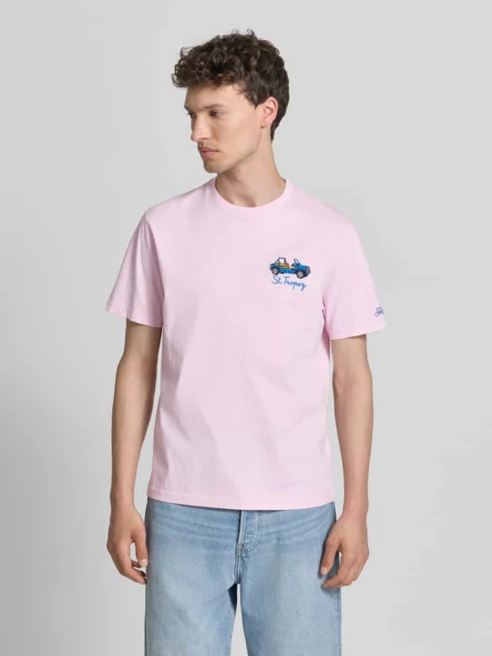 Zdjęcie produktu Koszulka T-shirt z przeszyciami model 'PORTOFINO' MC2 Saint Barth Jasnoróżowy
