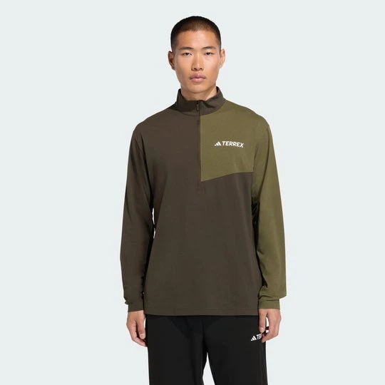 Zdjęcie produktu Koszulka Terrex Multi Climacool 1/2 Zip Long Sleeve Adidas Shadow Olive