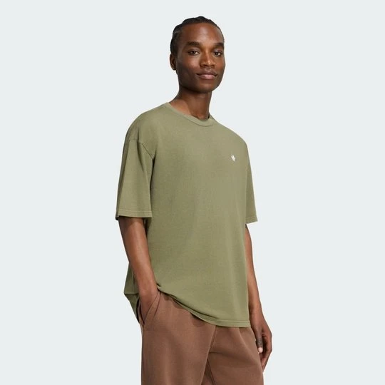 Zdjęcie produktu KOSZULKA TREFOIL ESSENTIALS WASHED LOOSE DROPPED SHOULDER Adidas Olive Strata