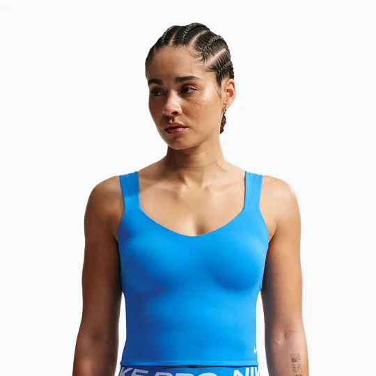 Zdjęcie produktu Koszulka treningowa damska Nike Pro Sculpt Medium Support Padded Tank light photoblue / white