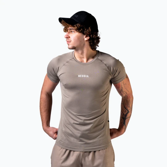 Zdjęcie produktu Koszulka treningowa męska NEBBIA Power light brown ash