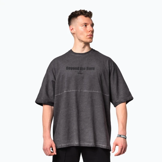 Zdjęcie produktu Koszulka treningowa męska NEBBIA Washed-Off Heavyweight No Shortcuts black