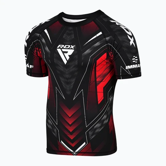 Zdjęcie produktu Koszulka treningowa męska RDX IMMAF Approved Half Sleeves Compression red Czarny