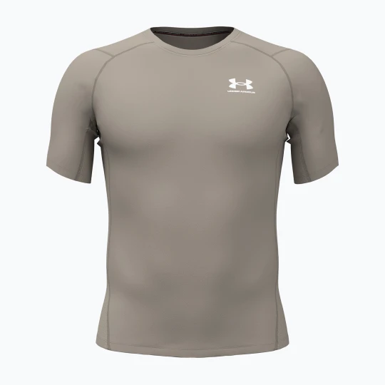 Zdjęcie produktu Koszulka treningowa męska Under Armour HG Armour Comp timberwolf taupe / white Beżowy