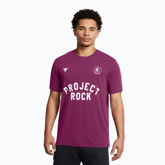 Zdjęcie produktu Koszulka treningowa męska Under Armour Project Rock Badge Of Honor purple Fioletowy