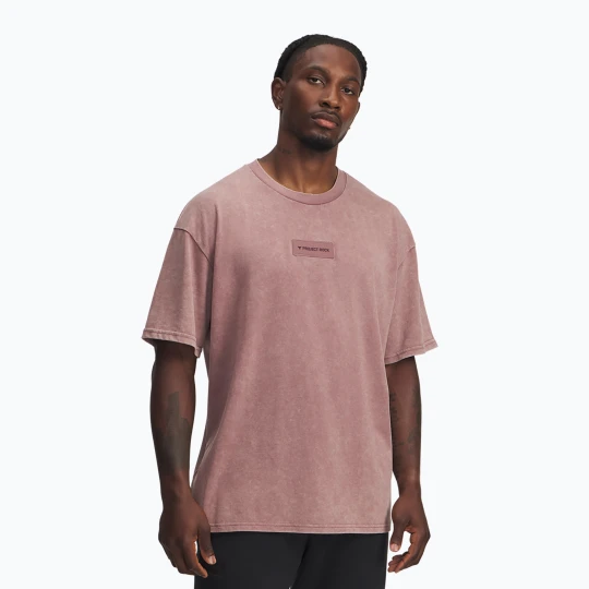 Zdjęcie produktu Koszulka treningowa męska Under Armour Project Rock Heavyweight Oversized maroon mist / black Różowy