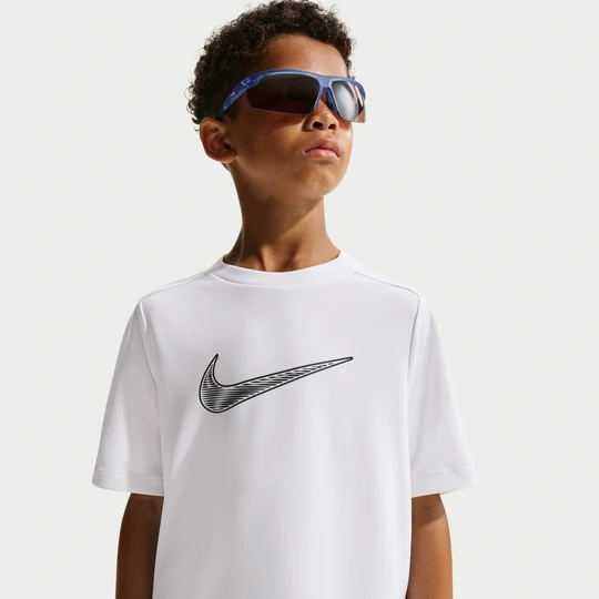Zdjęcie produktu Koszulka treningowa z krótkim rękawem dla dużych dzieci (chłopców) Dri-FIT Nike Multi - Biel